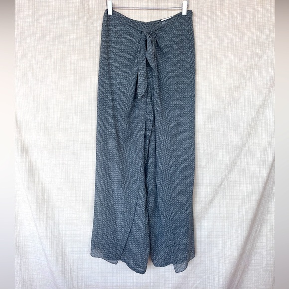 Vintage Emanuel Ungaro Couture 90s Silk Pant Sheer Tie Front Wide Leg Pant Min… - Picture 1 of 15